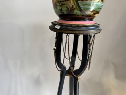 Pair of polychrome and gold porcelain planters...
