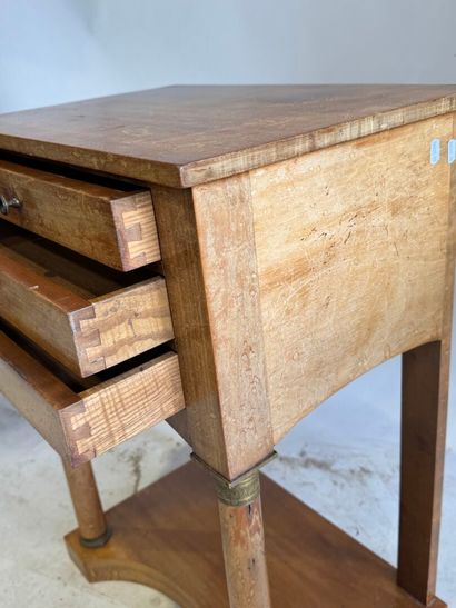 Wooden bedside table with detached columns...