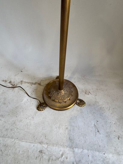 Gilt bronze and chased tripod floor lamp...