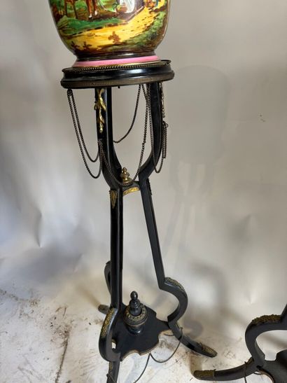 Pair of polychrome and gold porcelain planters...
