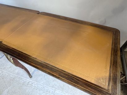 Wooden game table with cubes and foliate...