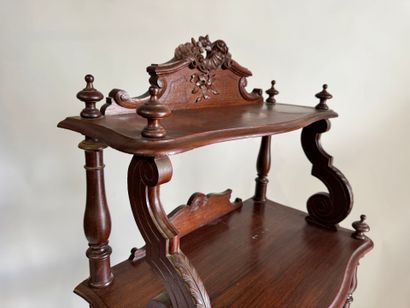 Moulded, turned and carved wood music cabinet...