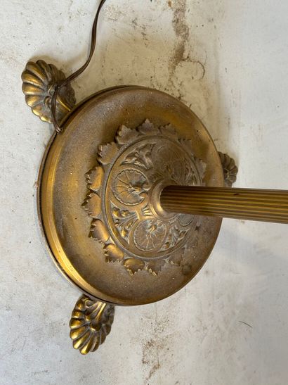 Gilt bronze and chased tripod floor lamp...
