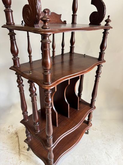 Moulded, turned and carved wood music cabinet...