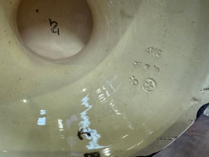 Large polychrome barbotine vase decorated...