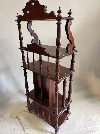 Moulded, turned and carved wood music cabinet...