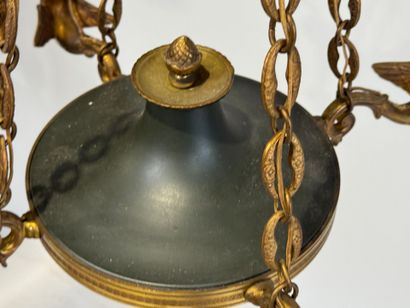 Lacquered metal and gilt bronze chandelier...