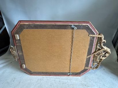 Large beveled octagonal mirror with glazing...
