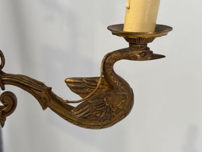 Lacquered metal and gilt bronze chandelier...