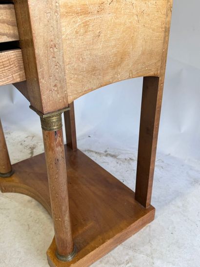 Wooden bedside table with detached columns...