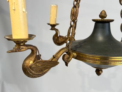 Lacquered metal and gilt bronze chandelier...