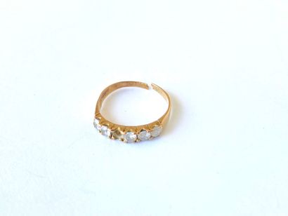 American yellow gold half wedding band set...
