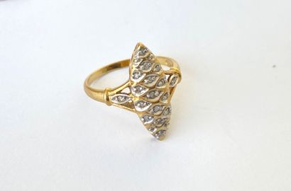 Yellow and white gold marquise ring set with...