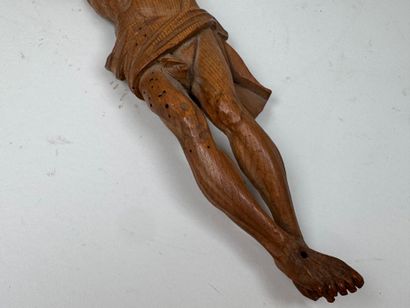 École, XXe.
Christ.
Sujet en buis sculpté.
H....