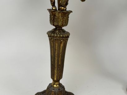 Paire de flambeaux en bronze doré et ciselé...