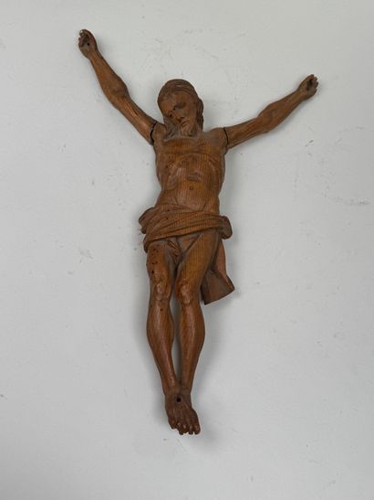 École, XXe.
Christ.
Sujet en buis sculpté.
H....