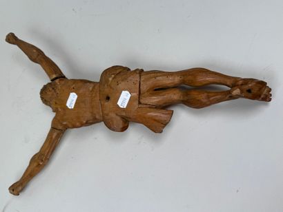 École, XXe.
Christ.
Sujet en buis sculpté.
H....