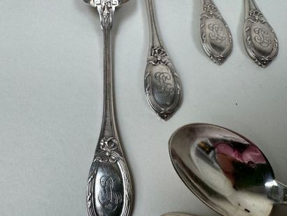 Set of 11 small spoons in 950/1000 silver,...