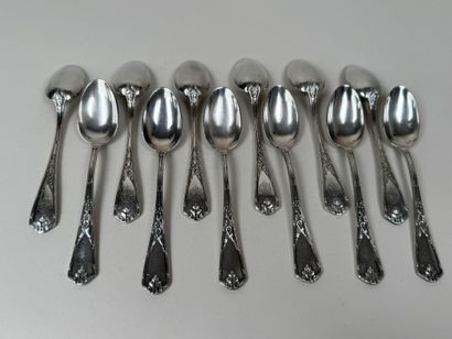Série de 12 petites cuillères en métal argenté...