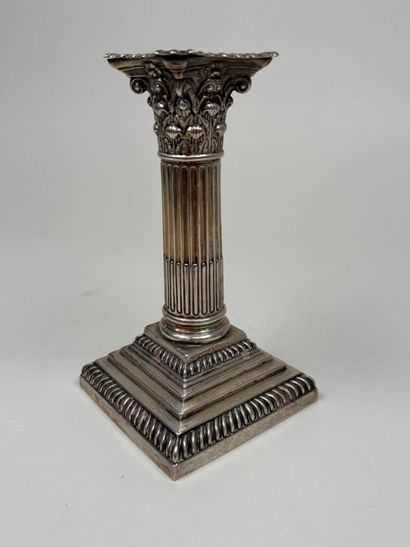 Embossed foreign silver candlestick with...