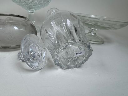 Lot en verre et cristal comprenant 3 coupes...