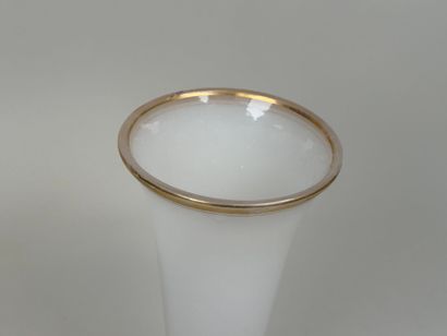 Vase sur pied en verre opalin à décor de...