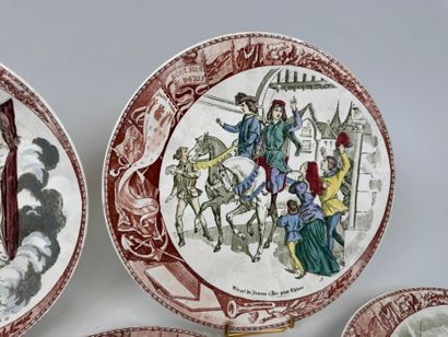 SARREGUEMINES.
Jeanne d'Arc.
Série de 6 assiettes...