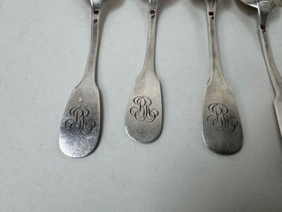 Set of 6 small spoons in 950/1000 silver,...