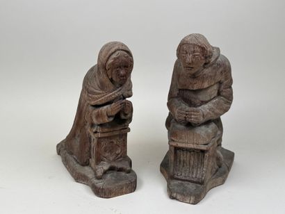 École, XIXe.
Personnages en prière.
Deux...