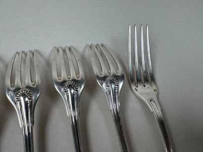 Set of 6 silver entremet forks with small...