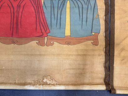 Trois dignitaires.
220 x 102 cm.
(taches,...