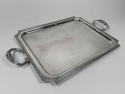 Plateau rectangulaire à 2 anses en métal...