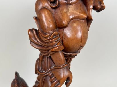 ASIE, XXe.
Personnage et animal stylisé.
Grand...