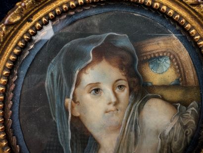 École, XXe.
Portrait de femme.
Miniature...