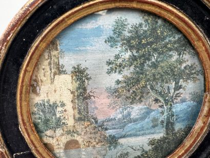 École, fin XIXe.
Paysages.
Deux miniatures...