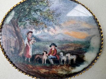 École XIXe.
Bergers.
Miniature pendentif...