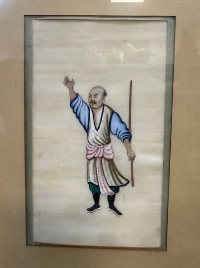 CHINE, XIXe.
Série de six gouaches polychromes...