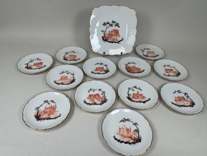 GOA.
Partie de service à dessert en porcelaine...