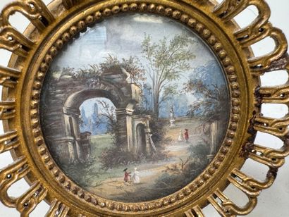 École XXe.
Femme au ruban rose et Vue de...
