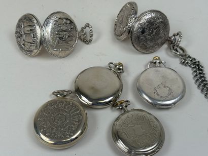6 montres de gousset en argent et métal.
D....