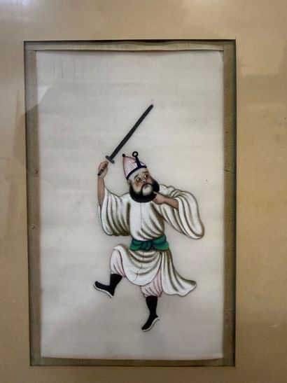 CHINE, XIXe.
Série de six gouaches polychromes...