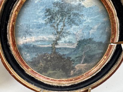 École, fin XIXe.
Paysages.
Deux miniatures...