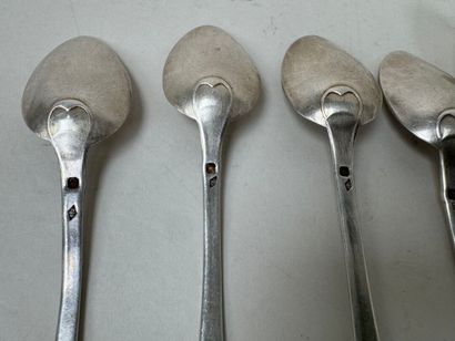 Set of 6 small spoons in 950/1000 silver,...