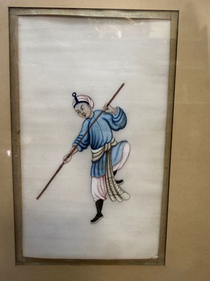 CHINE, XIXe.
Série de six gouaches polychromes...