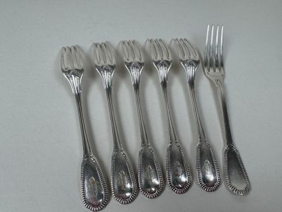 Set of 6 silver entremet forks with small...