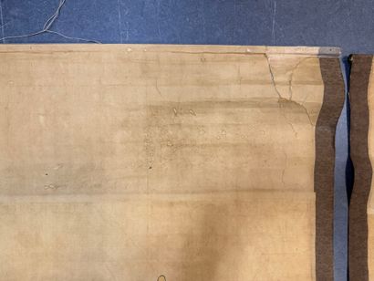 Trois dignitaires.
220 x 102 cm.
(taches,...