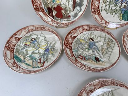 SARREGUEMINES.
Jeanne d'Arc.
Série de 6 assiettes...