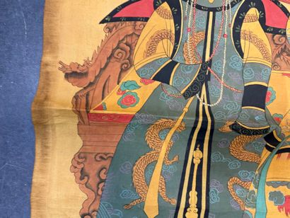 Trois dignitaires.
220 x 102 cm.
(taches,...