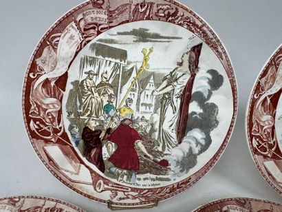 SARREGUEMINES.
Jeanne d'Arc.
Série de 6 assiettes...