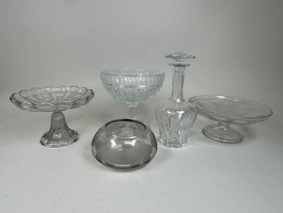 Lot en verre et cristal comprenant 3 coupes...